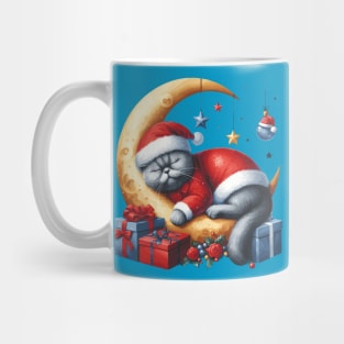 British Shorthair Cat On The Moon Christmas Mug